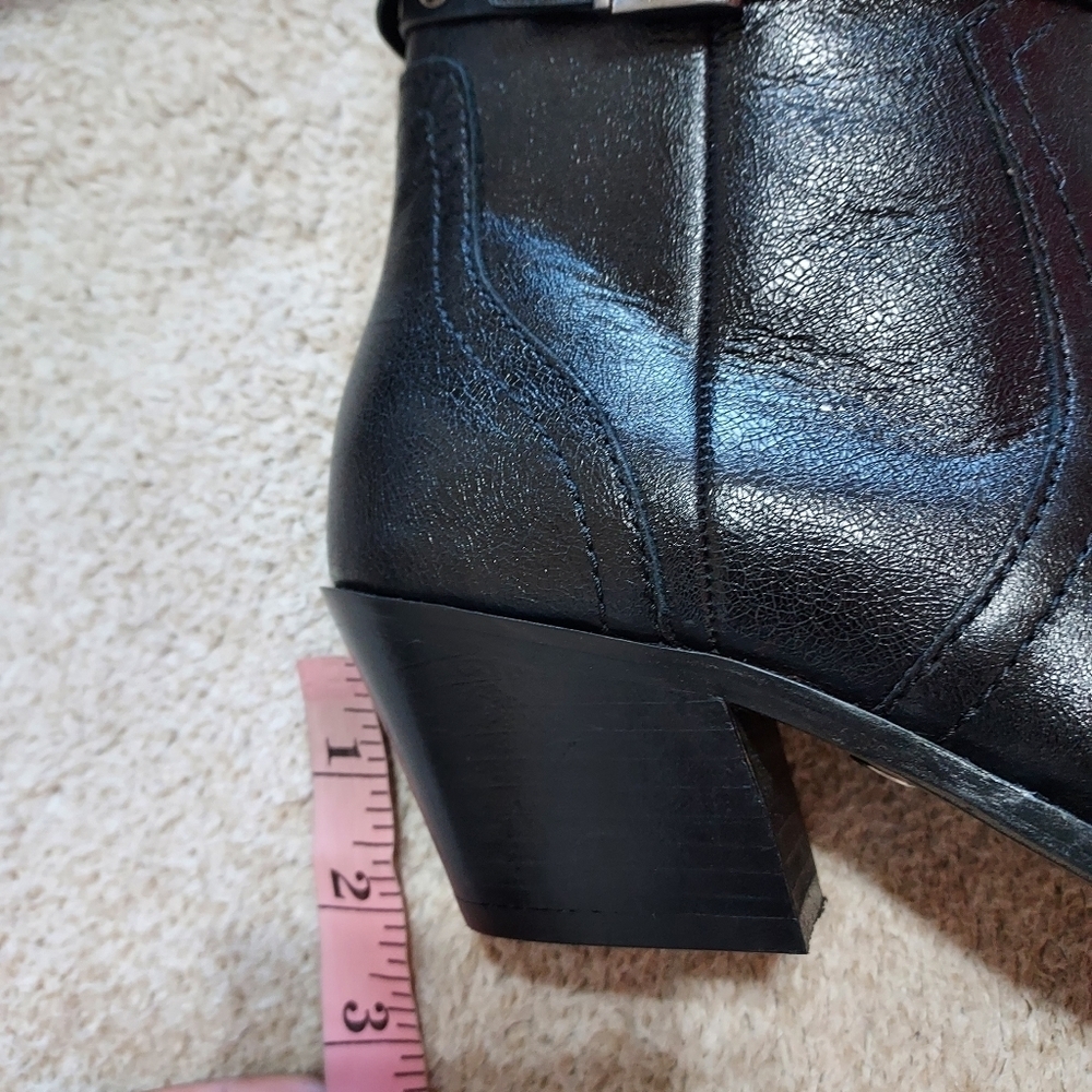 Zara Leather strap studded Cowboy Ankle Boots - Picture 13 of 14
